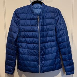 Massimo Dutti Women's Blue Quilted Puffer Jacket